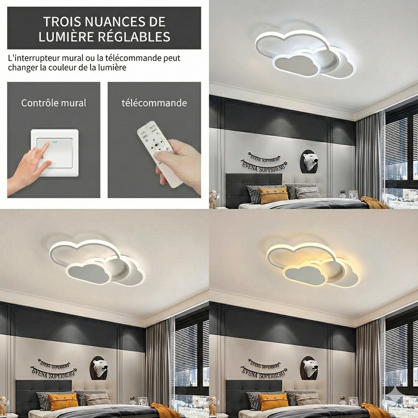 Plafonnier LED nuage blanc dimmable – 32 W
