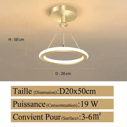Plafonnier LED design à anneau – Noir ou doré
