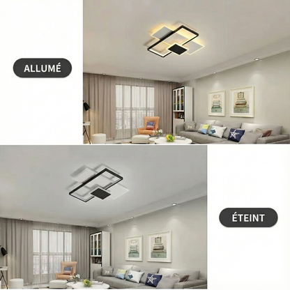 Plafonnier LED noir et blanc – 3 carrés dimmables