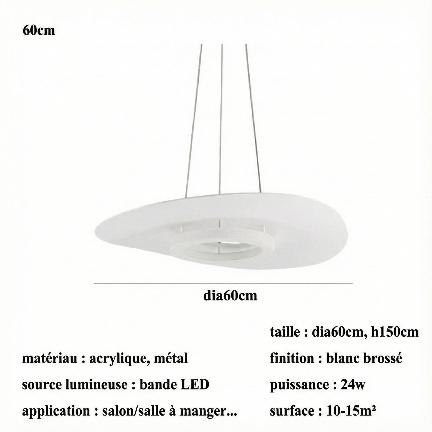Suspension LED disque Wabi Sabi – noir ou blanc