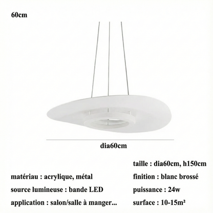Suspension LED disque Wabi Sabi – noir ou blanc
