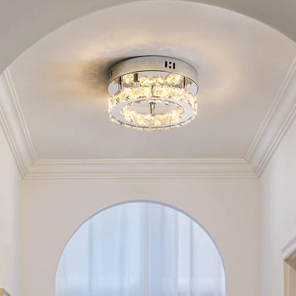 Plafonnier LED en cristal – anneau chrome 20/30 cm