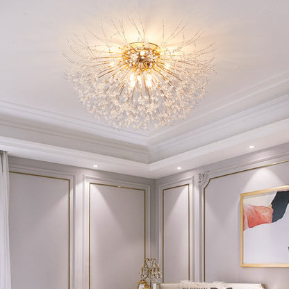 Plafonnier LED en cristal pissenlit – doré ou argenté