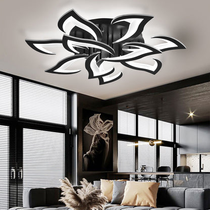 Lustre plafonnier LED fleur lotus – noir ou blanc, dimmable