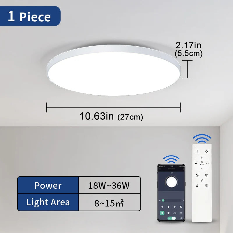 Plafonnier LED rond intelligent blanc design – Télécommande & APP