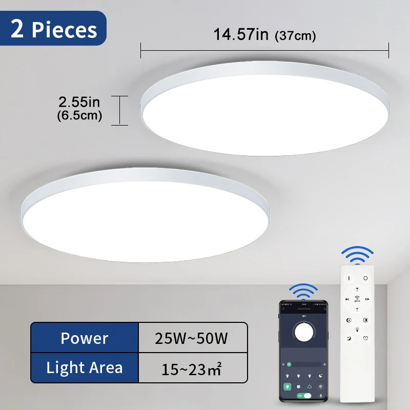 Plafonnier LED rond intelligent blanc design – Télécommande & APP