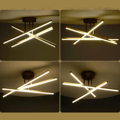 Plafonnier LED Design – 3 Barres Modernes (Noir ou Or)
