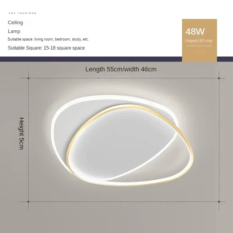 Plafonnier LED moderne – lignes rondes entrelacées noir ou doré