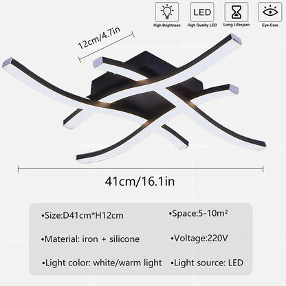 Plafonnier LED ondulé noir – 2, 3 ou 4 rubans lumineux