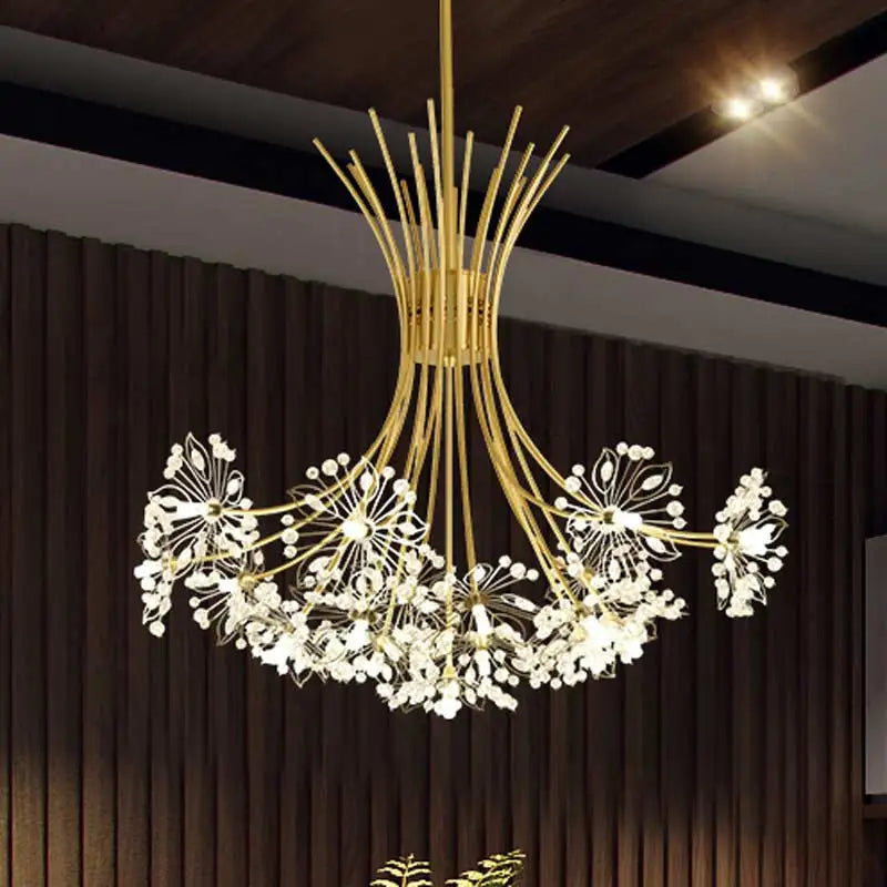 Lustre plafonnier cristal noir ou doré – 13 lumières