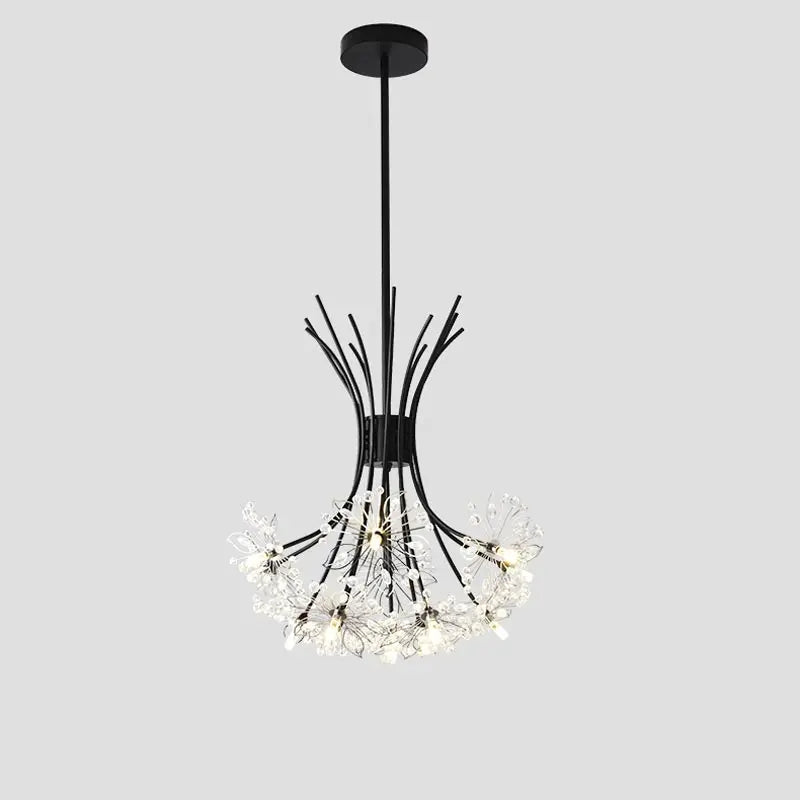 Lustre plafonnier cristal noir ou doré – 13 lumières