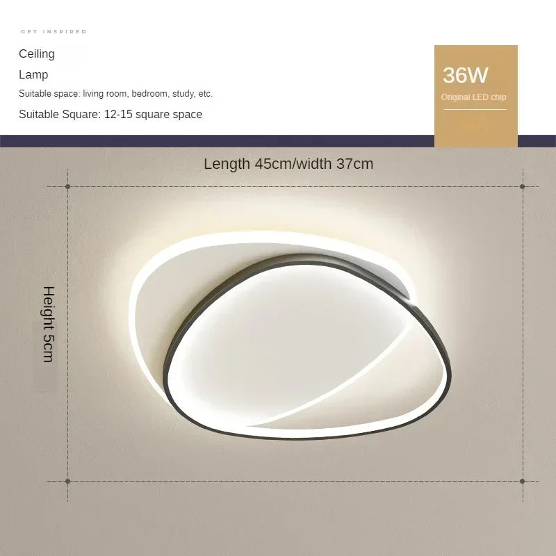 Plafonnier LED moderne – lignes rondes entrelacées noir ou doré