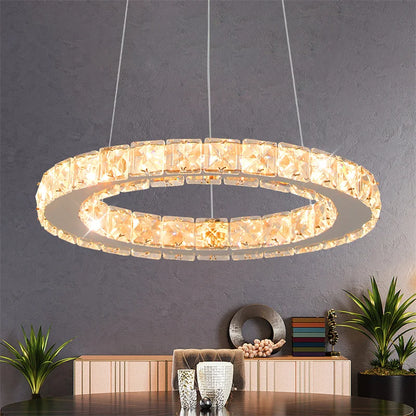 Suspension LED anneau cristal 30 cm