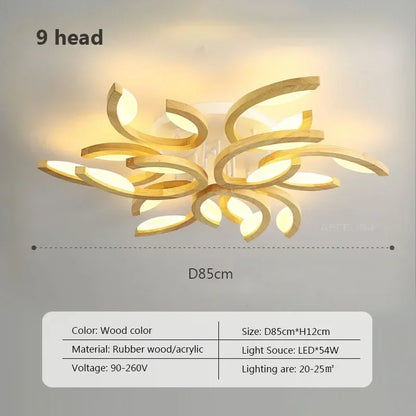 Plafonnier LED bois nordique – branches courbes