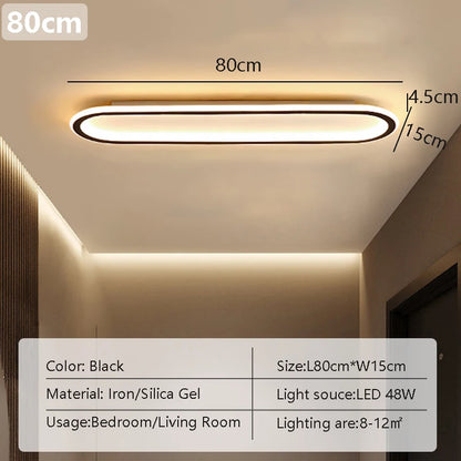 Plafonnier LED linéaire noir – 40/60/80 cm