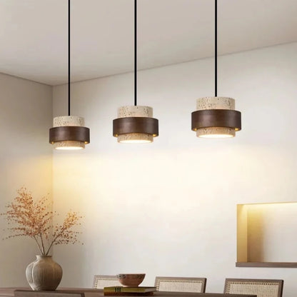 Suspension en travertin – cylindre 17 cm