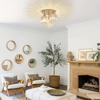 Lustre plafonnier cristal doré 3 lumières E27
