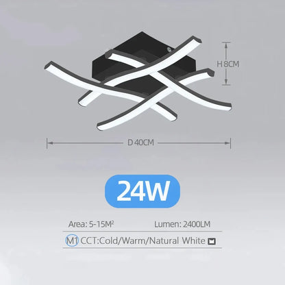 Plafonnier LED moderne ondulé – 4 barres croisées