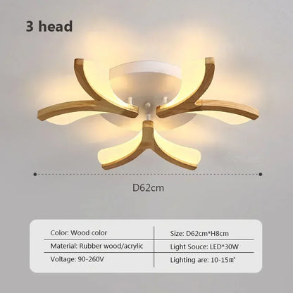 Plafonnier LED bois nordique – branches courbes