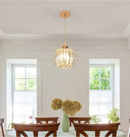 Suspension nordique en cristal – 1 ou 3 têtes (noir / doré)