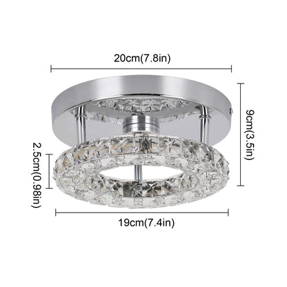 Plafonnier LED en cristal – anneau chrome 20/30 cm