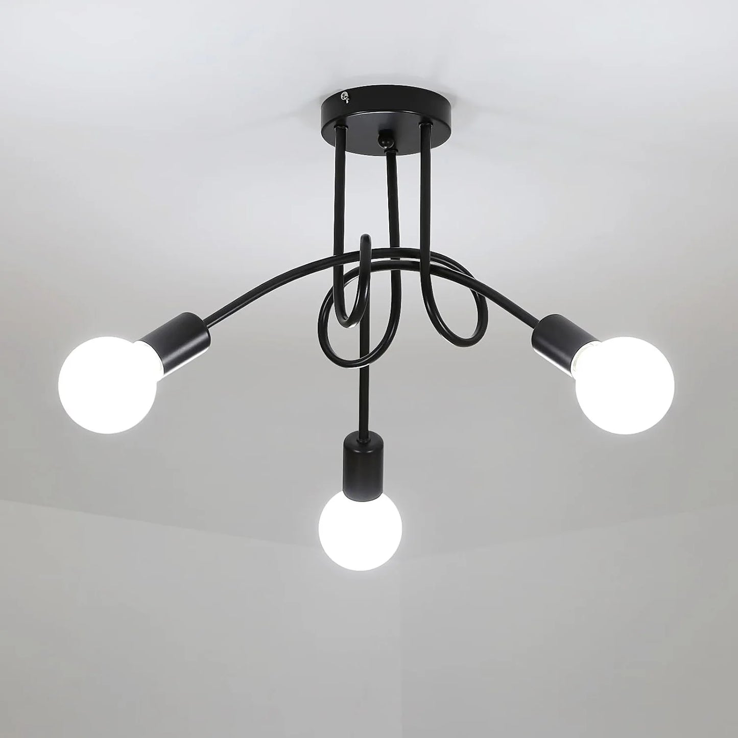 Plafonnier industriel noir – 3 bras E27