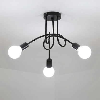Plafonnier industriel noir – 3 bras E27