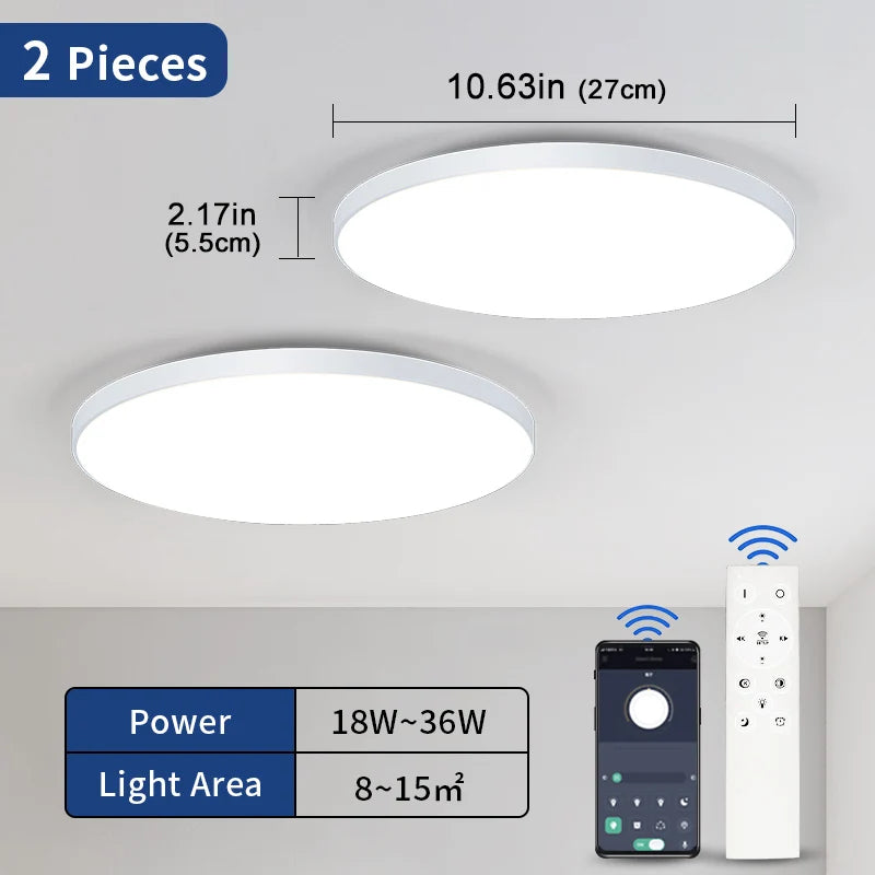 Plafonnier LED rond intelligent blanc design – Télécommande & APP