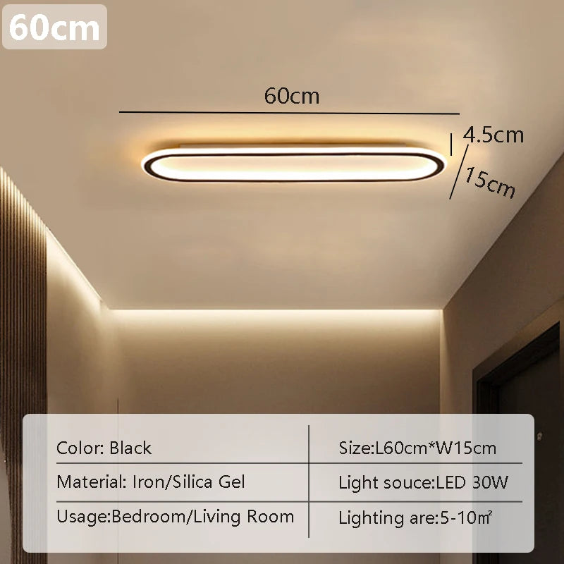 Plafonnier LED linéaire noir – 40/60/80 cm