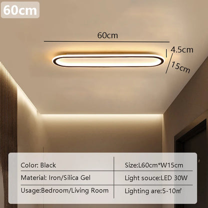 Plafonnier LED linéaire noir – 40/60/80 cm