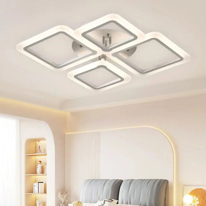 Plafonnier LED carré moderne blanc – 4, 6, 8 ou 10 cadres lumineux