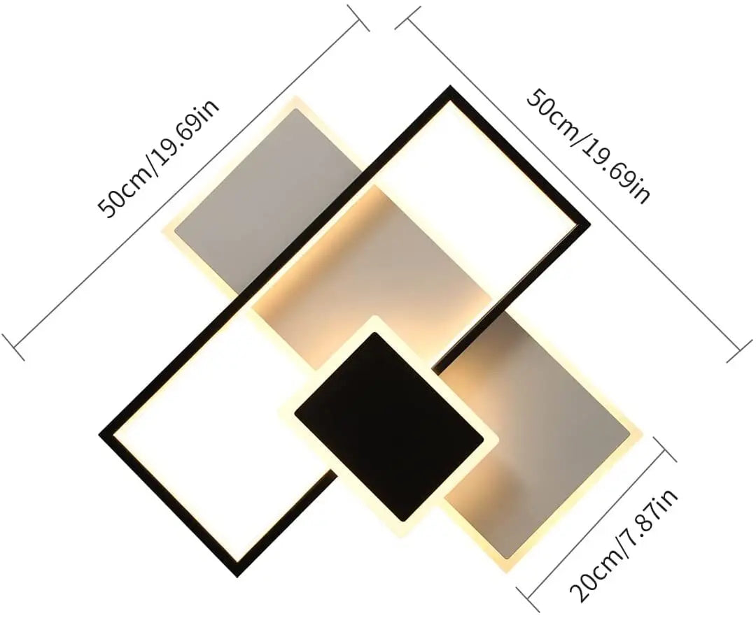 Plafonnier LED noir et blanc – 3 carrés dimmables