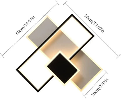 Plafonnier LED noir et blanc – 3 carrés dimmables