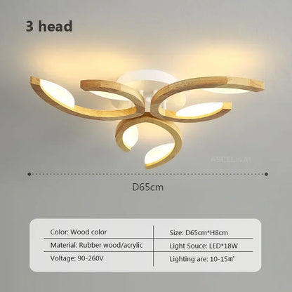 Plafonnier LED bois nordique – branches courbes