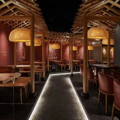 Lustre en bambou tissé – 3 tailles (30, 38, 45 cm)