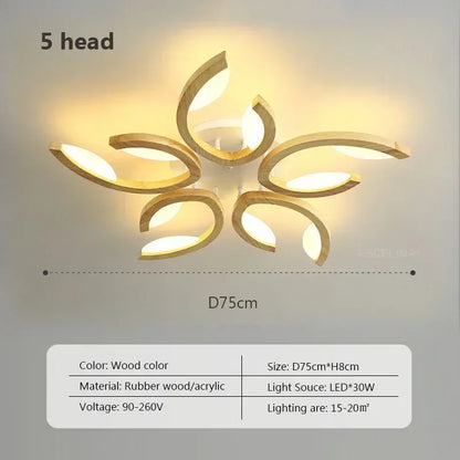 Plafonnier LED bois nordique – branches courbes