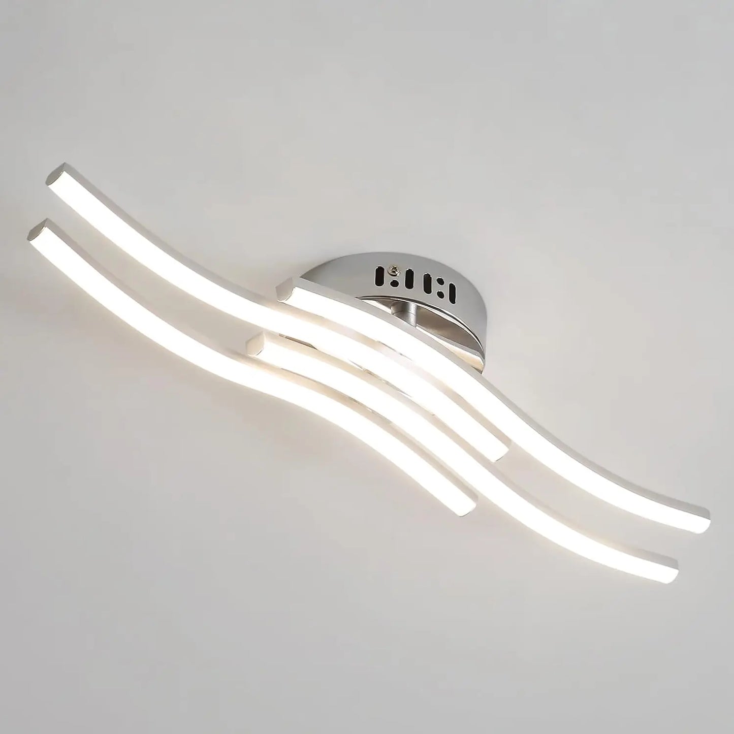 Plafonnier LED vague 4 bras – aluminium argent