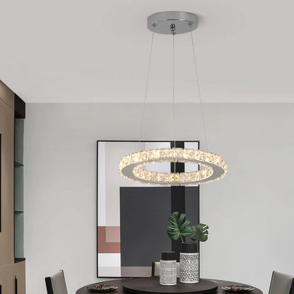 Suspension LED anneau cristal 30 cm