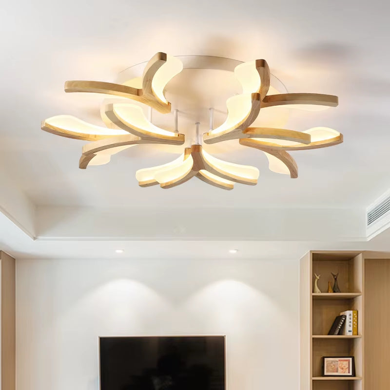 Plafonnier LED bois nordique – branches courbes