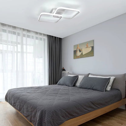 Plafonnier LED moderne blanc – 2 carrés entrelacés