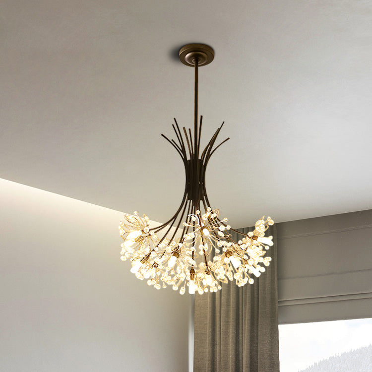 Lustre plafonnier cristal noir ou doré – 13 lumières