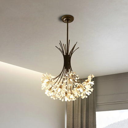 Lustre plafonnier cristal noir ou doré – 13 lumières
